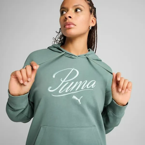Puma Hoodies and Sweatshirts Essentials Script 039s Comfort Hoodie Green Moon 8211 Women Puma Hoodies and Sweatshirts Essentials Script 039s Comfort Hoodie Green Moon 8211 Women