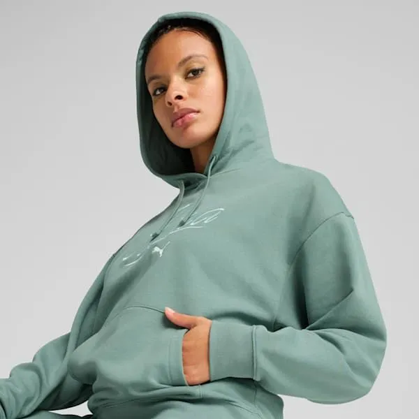 Puma Hoodies and Sweatshirts Essentials Script 039s Comfort Hoodie Green Moon 8211 Women Puma Hoodies and Sweatshirts Essentials Script 039s Comfort Hoodie Green Moon 8211 Women