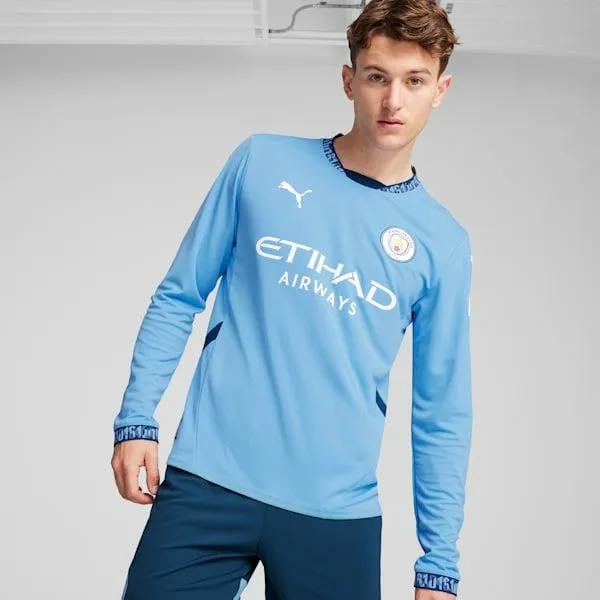Puma Jerseys Manchester City 2425 Home 039s Long Sleeve Soccer Jersey Team Light Bluemarine Blue 8211 Men Puma Jerseys Manchester City 2425 Home 039s Long Sleeve Soccer Jersey Team Light Bluemarine Blue 8211 Men