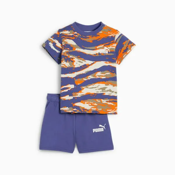 Puma Kids 2Piece Minicat Essentials Camo Toddlers039 Tee And Shorts Set Blue Crystal 8211 Kids