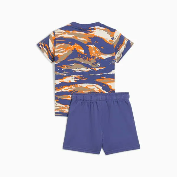 Puma Kids 2Piece Minicat Essentials Camo Toddlers039 Tee And Shorts Set Blue Crystal 8211 Kids