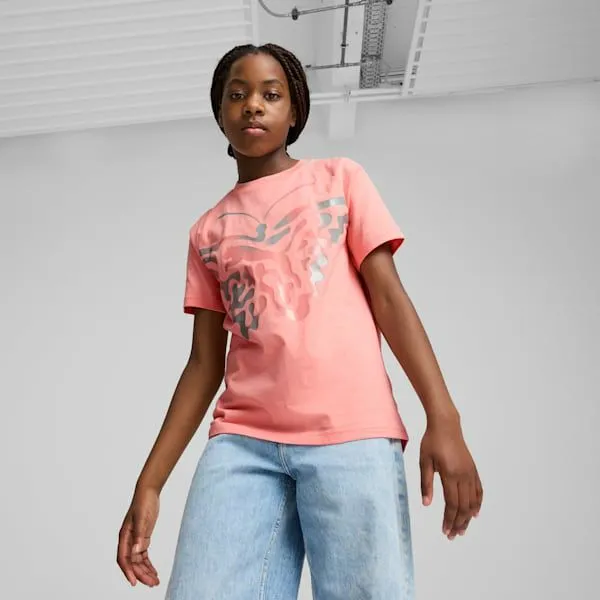 Puma Kids BUTTERFLY VIBE Big 039 Logo Tee Pink Fruit 8211 Kids