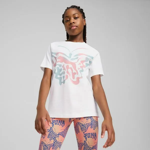 Puma Kids BUTTERFLY VIBE Big 039 Logo Tee Puma White 8211 Kids
