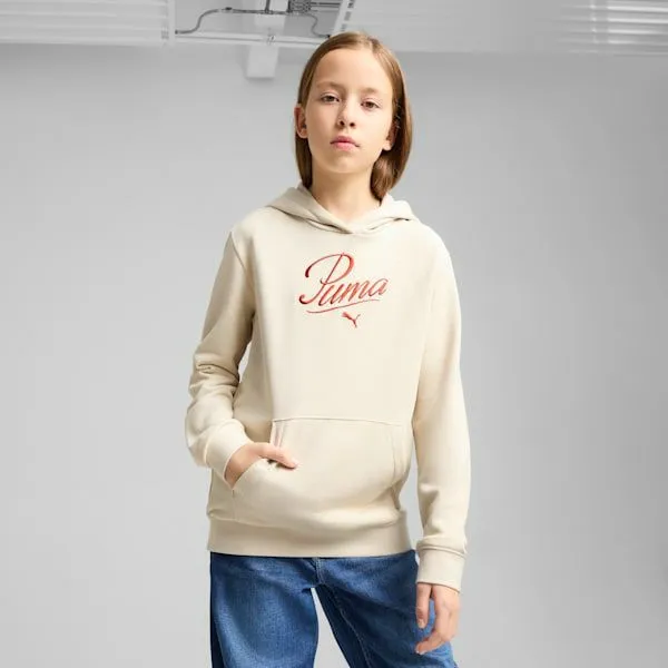 Puma Kids Essentials Script Big 039 Hoodie Alpine Snow 8211 Kids