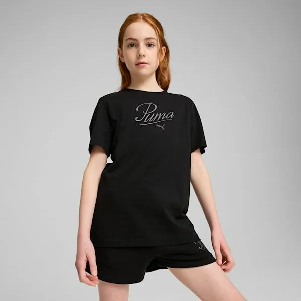 Puma Kids Essentials Script Big 039 Tee Puma Black 8211 Kids