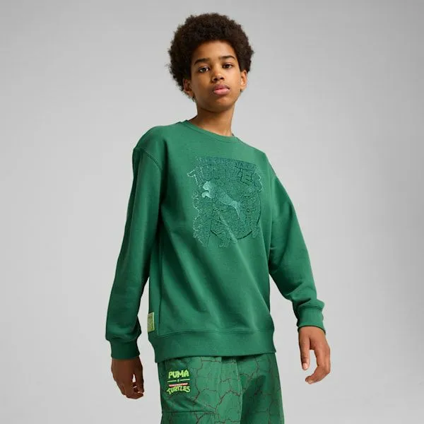 Puma Kids PUMA X TMNT Big 039 Relaxed Graphic Crew Sweatshirt Vine 8211 Kids