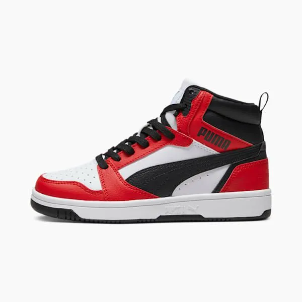 Puma Kids Rebound V6 Big 039 Mid Top Sneakers Puma Whitepuma Blackfor All Time Red 8211 Kids Puma Kids Rebound V6 Big 039 Mid Top Sneakers Puma Whitepuma Blackfor All Time Red 8211 Kids