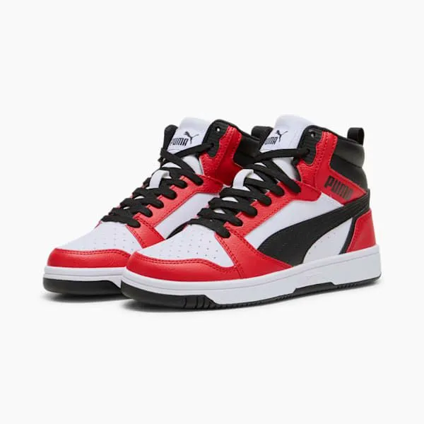 Puma Kids Rebound V6 Big 039 Mid Top Sneakers Puma Whitepuma Blackfor All Time Red 8211 Kids Puma Kids Rebound V6 Big 039 Mid Top Sneakers Puma Whitepuma Blackfor All Time Red 8211 Kids