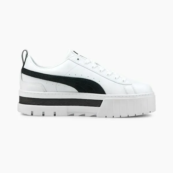 Puma Lifestyle Mayze Leather 039s Sneakers Puma Whitepuma Black 8211 Women