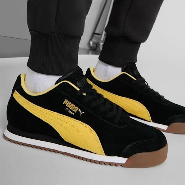 Puma Lifestyle Roma Suede 039s Sneakers Puma Blacksunny Yellow 8211 Men