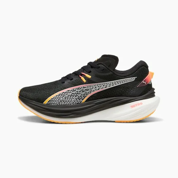 Puma Running Deviate NITRO 3 Wide 039s Wide Road Running Shoes Puma Blacksunset Glowsun Stream 8211 Women