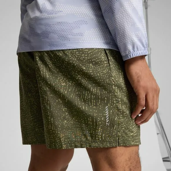 Puma Shorts PUMA 039s Patterned Running Shorts Dark Oliveaop 8211 Men