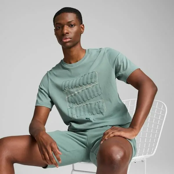 Puma TShirts and Tops ESS Stacked Logo 039s Tee Green Moon 8211 Men