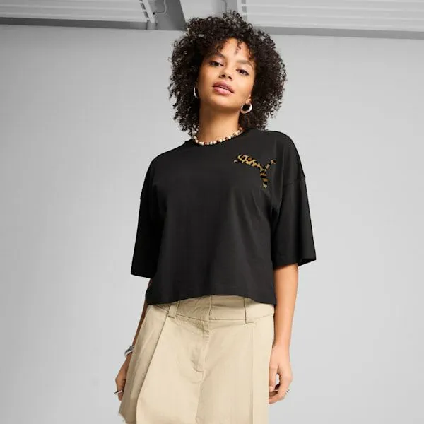 Puma TShirts and Tops LEO LUXE 039s Oversized Short Tee Puma Black 8211 Women Puma TShirts and Tops LEO LUXE 039s Oversized Short Tee Puma Black 8211 Women