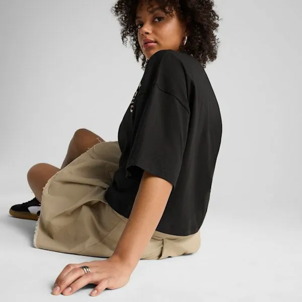 Puma TShirts and Tops LEO LUXE 039s Oversized Short Tee Puma Black 8211 Women Puma TShirts and Tops LEO LUXE 039s Oversized Short Tee Puma Black 8211 Women
