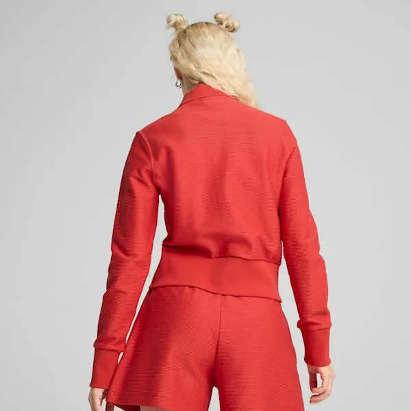 Puma TShirts and Tops Premium Essentials 039s Knitted Cardigan Red Fire 8211 Women
