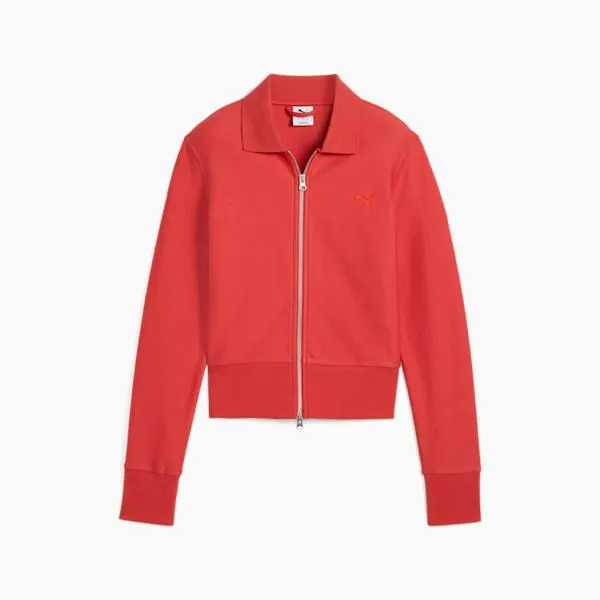 Puma TShirts and Tops Premium Essentials 039s Knitted Cardigan Red Fire 8211 Women