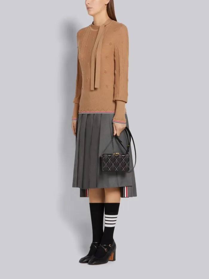 Quilted Caviar Agneau Mini Trunk Shoulder Strap Clutch Black Women Thom Browne Crossbody Bags