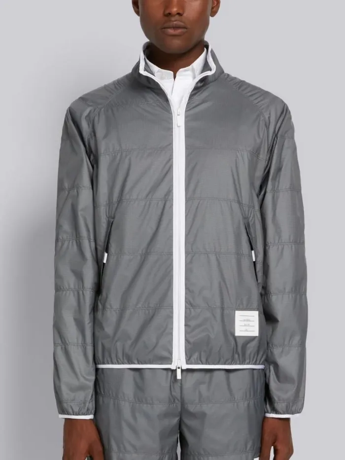 Quilted Ripstop Jersey Lining Track Jacket Silver Men Thom Browne Jackets and Suiting Quilted Ripstop Jersey Lining Track Jacket Silver Men Thom Browne Jackets and Suiting