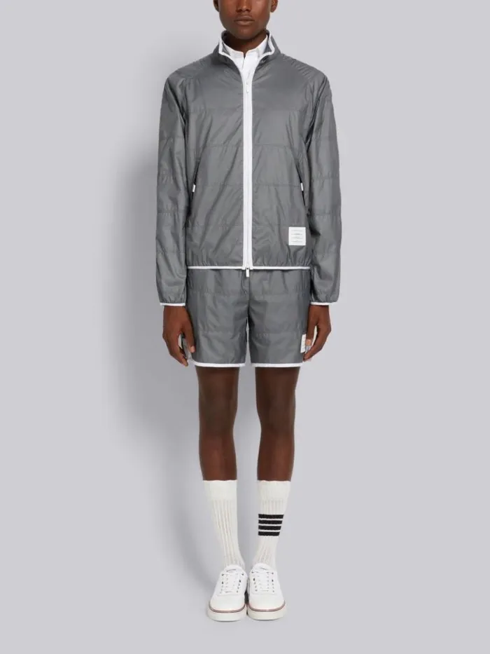 Quilted Ripstop Jersey Lining Track Jacket Silver Men Thom Browne Jackets and Suiting