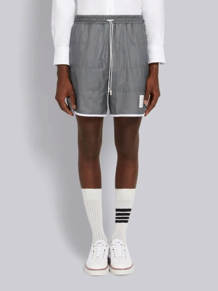 Quilted Ripstop Jersey Lining Track Short Silver Men Thom Browne Trousers