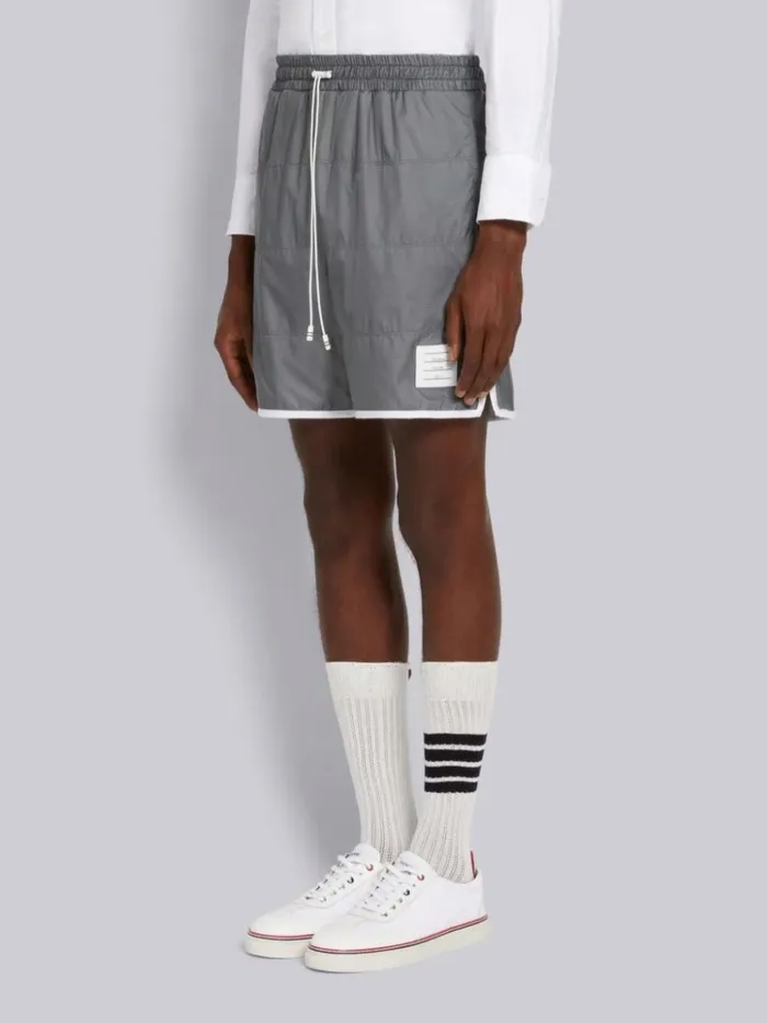 Quilted Ripstop Jersey Lining Track Short Silver Men Thom Browne Trousers