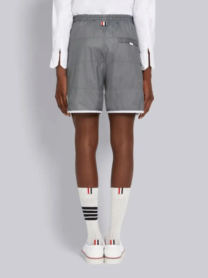 Quilted Ripstop Jersey Lining Track Short Silver Men Thom Browne Trousers