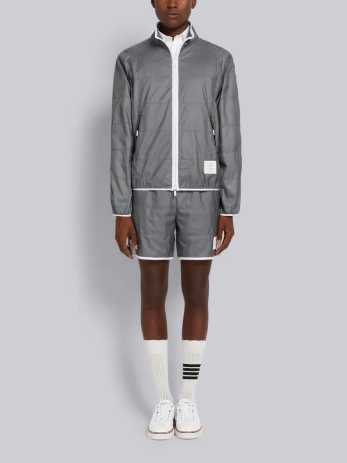 Quilted Ripstop Jersey Lining Track Short Silver Men Thom Browne Trousers