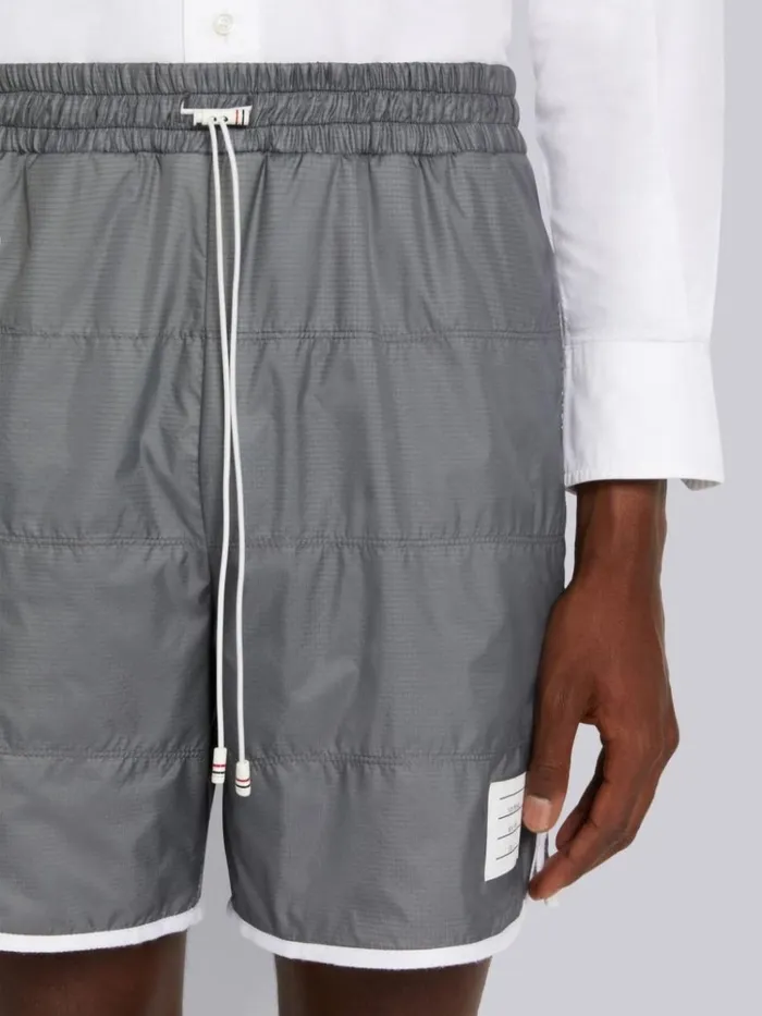 Quilted Ripstop Jersey Lining Track Short Silver Men Thom Browne Trousers