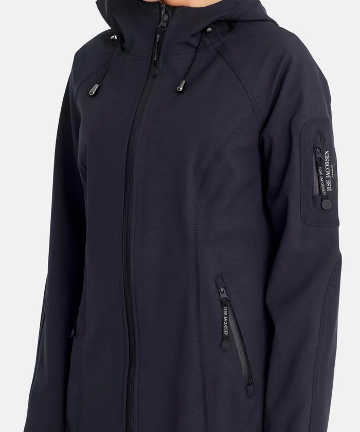 Rainwear Ilse Jacobsen Raincoats Long Soft Shell Raincoat 8211 Dark Indigo