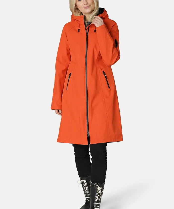 Rainwear Ilse Jacobsen Raincoats Long Soft Shell Raincoat 8211 Warm Orange