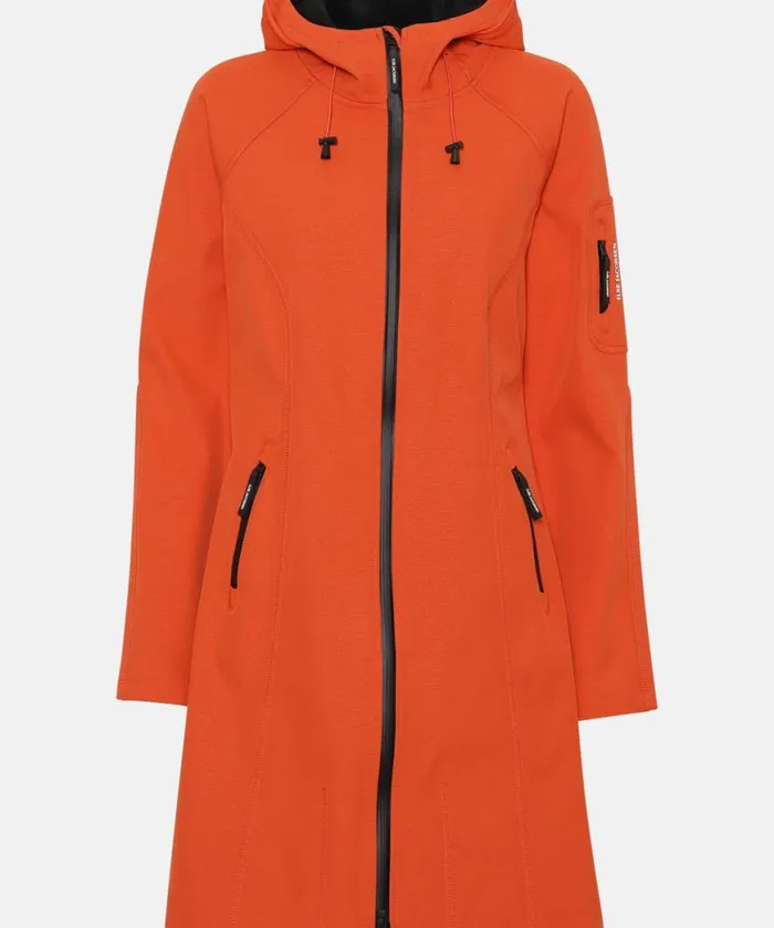 Rainwear Ilse Jacobsen Raincoats Long Soft Shell Raincoat 8211 Warm Orange