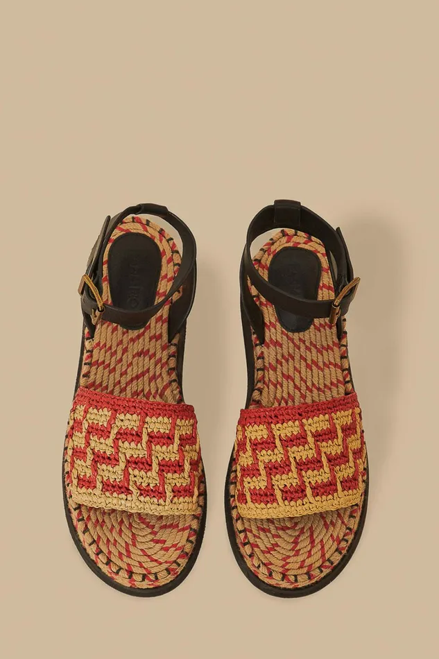 Red Crochet Espadrille Flatform Sandal Women FARM Rio Sandals