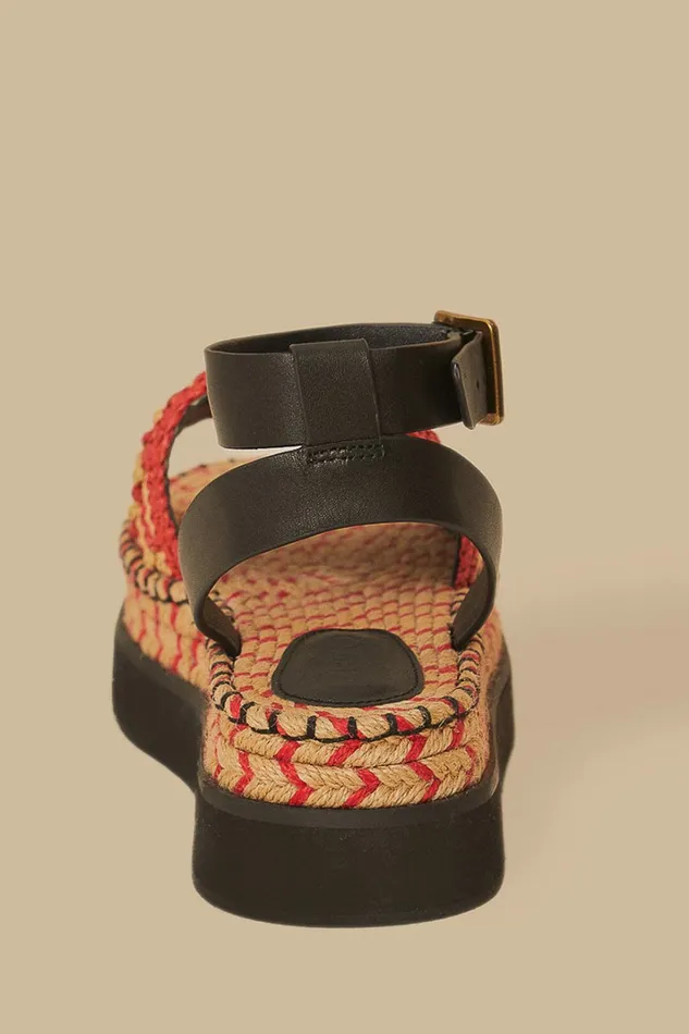 Red Crochet Espadrille Flatform Sandal Women FARM Rio Sandals