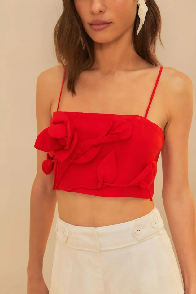 Red Garden Lenzing Ecovero Euroflax Sleeveless Top Women FARM Rio Crop Tops Red Garden Lenzing Ecovero Euroflax Sleeveless Top Women FARM Rio Crop Tops
