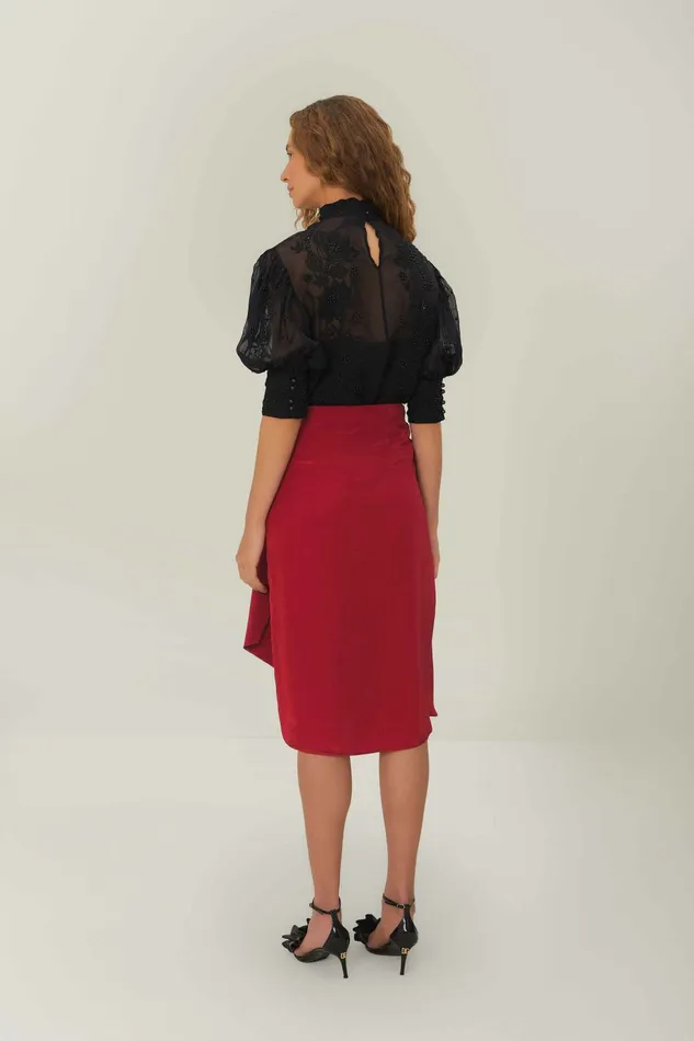 Red Midi Skirt Women FARM Rio Skirts Red Midi Skirt Women FARM Rio Skirts