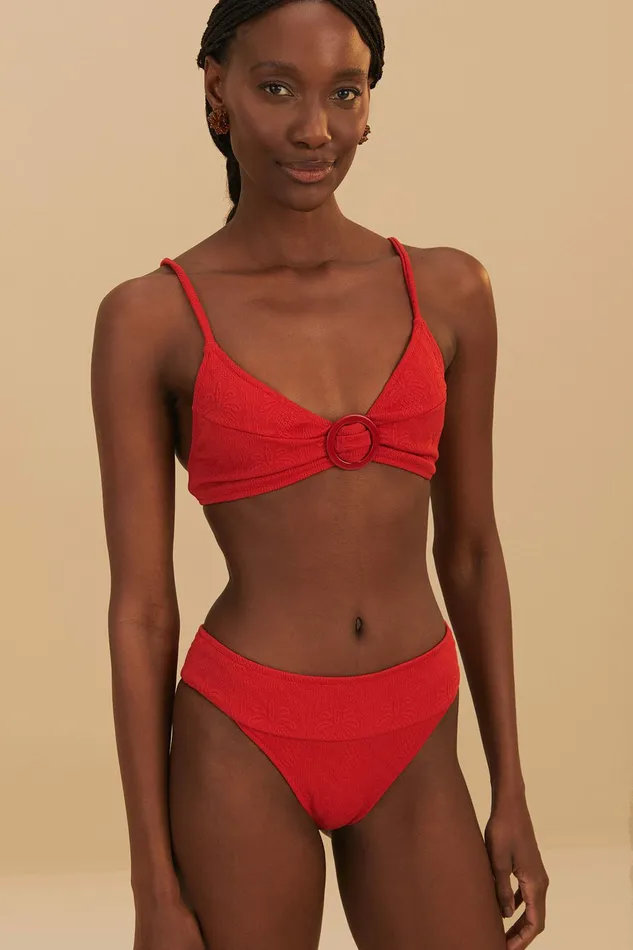 Red Pineapple Matelasse Full Bikini Bottom Women FARM Rio Bikinis