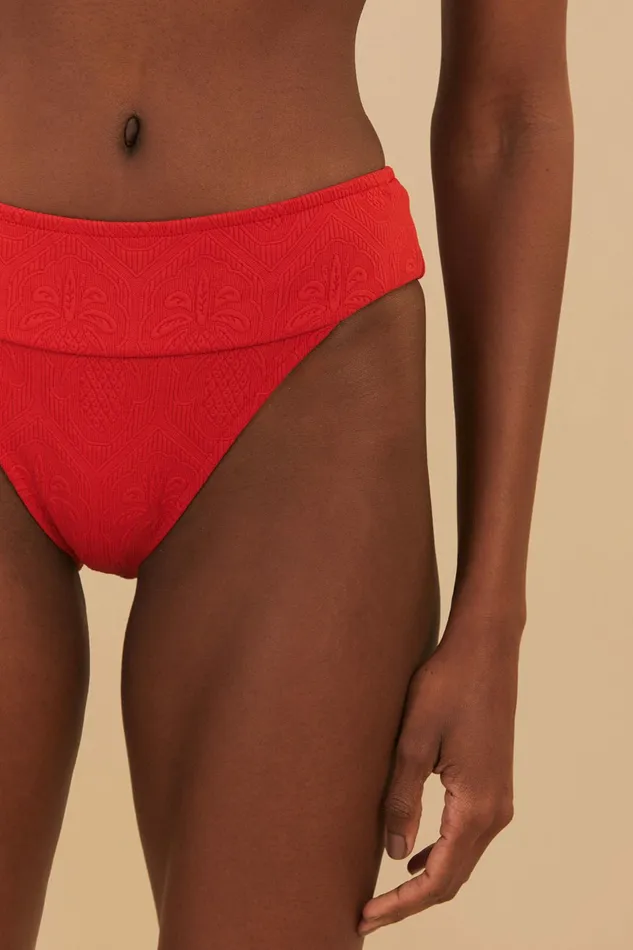 Red Pineapple Matelasse Full Bikini Bottom Women FARM Rio Bikinis Red Pineapple Matelasse Full Bikini Bottom Women FARM Rio Bikinis