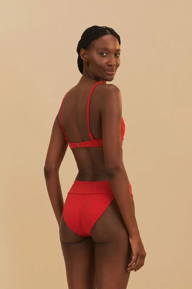 Red Pineapple Matelasse Full Bikini Bottom Women FARM Rio Bikinis Red Pineapple Matelasse Full Bikini Bottom Women FARM Rio Bikinis