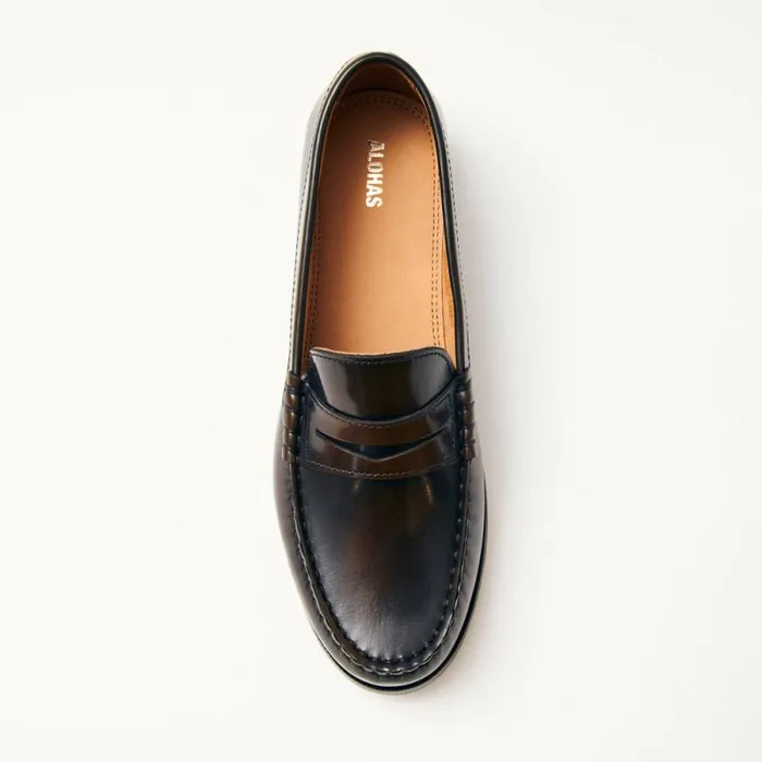 Rivet Brushed Coffee Brown Leather Loafers Women ALOHAS Loafers