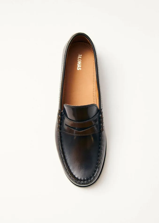 Rivet Brushed Coffee Brown Leather Loafers Women ALOHAS Loafers
