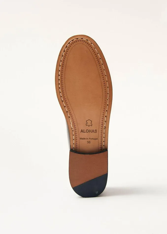 Rivet Brushed Coffee Brown Leather Loafers Women ALOHAS Loafers