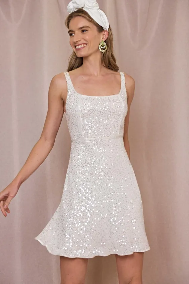 Ronan Squiggle Sequin Ivory Women RIXO Bridal Ronan Squiggle Sequin Ivory Women RIXO Bridal