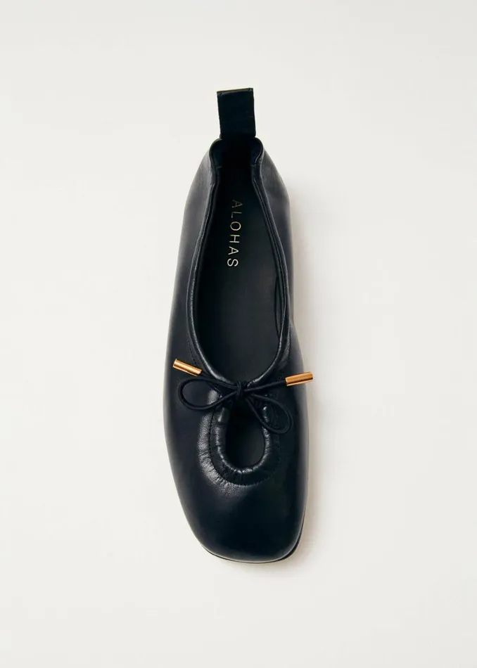 Rosalind Black Leather Ballet Flats Women ALOHAS Ballet Flats