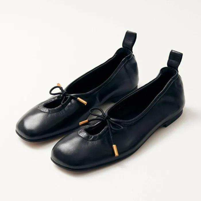 Rosalind Black Leather Ballet Flats Women ALOHAS Ballet Flats