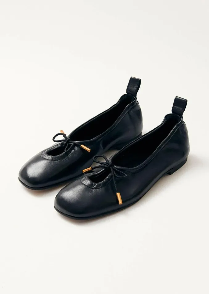 Rosalind Black Leather Ballet Flats Women ALOHAS Ballet Flats