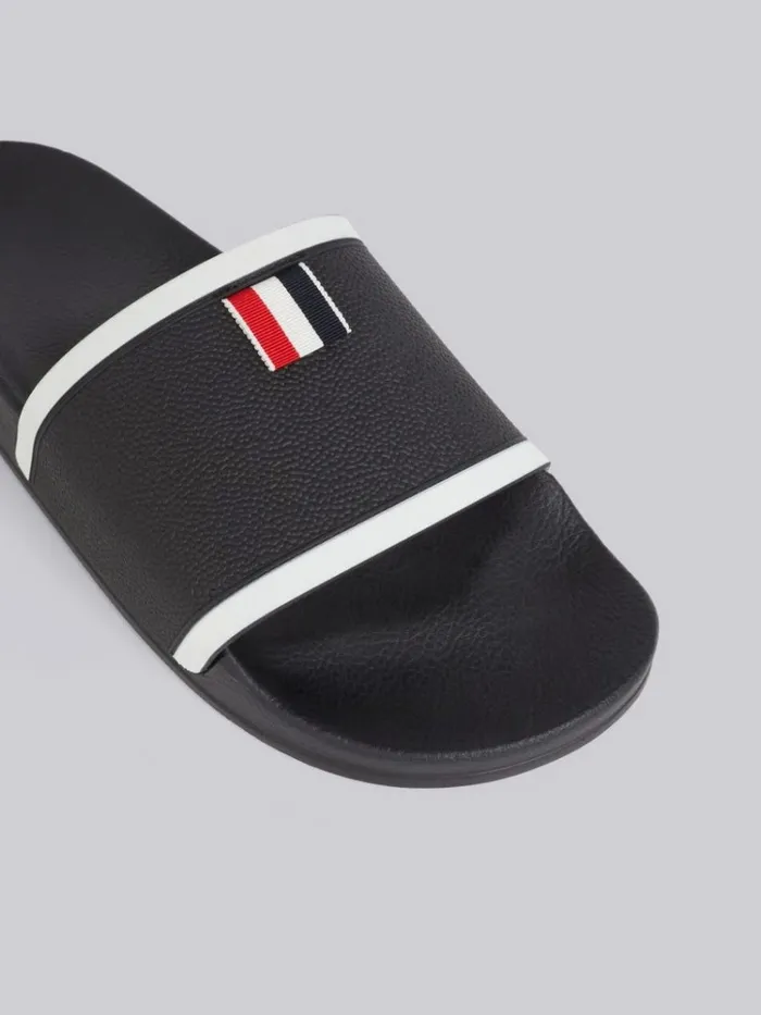 Rubber Pool Slide Black Men Thom Browne Slippers and Sandals Rubber Pool Slide Black Men Thom Browne Slippers and Sandals