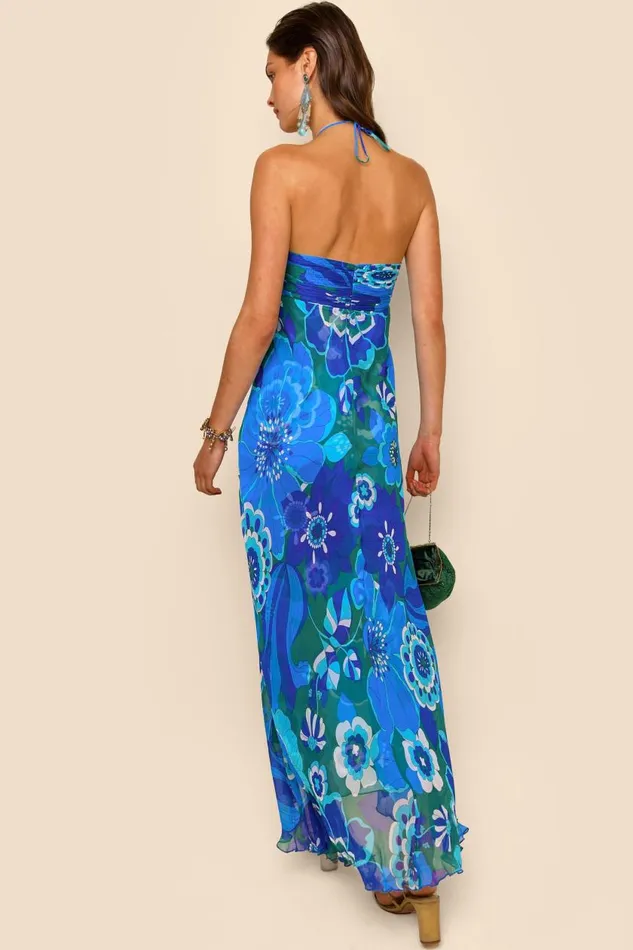 Samira Retro Floral Blue Women RIXO Dresses Samira Retro Floral Blue Women RIXO Dresses