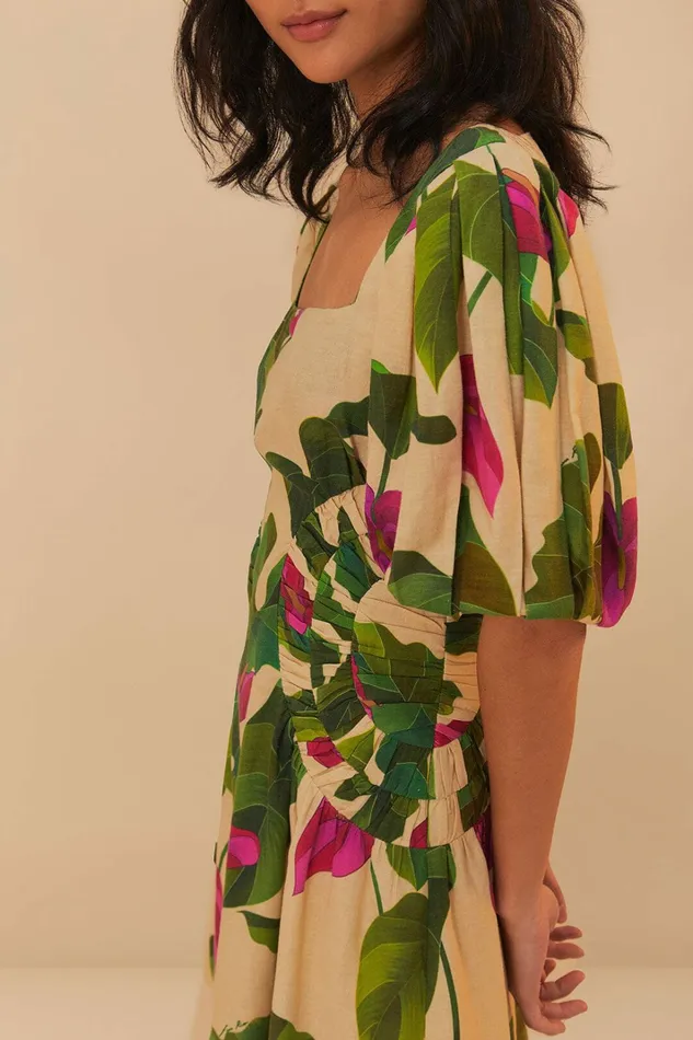 Sand Anthurium Leaves Lenzing Ecovero Euroflax Mini Dress Women FARM Rio Mini Dresses Sand Anthurium Leaves Lenzing Ecovero Euroflax Mini Dress Women FARM Rio Mini Dresses