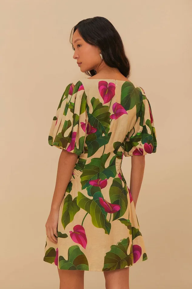 Sand Anthurium Leaves Lenzing Ecovero Euroflax Mini Dress Women FARM Rio Mini Dresses Sand Anthurium Leaves Lenzing Ecovero Euroflax Mini Dress Women FARM Rio Mini Dresses